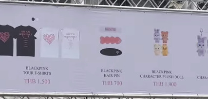 bảng giá tham khảo các vật phẩm chính hãng tại concert Blackpink